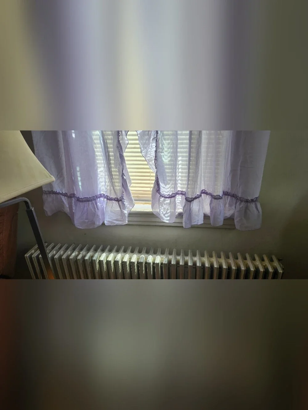 Lavender Ruffled Sheer Window Curtain Panel - Unbranded